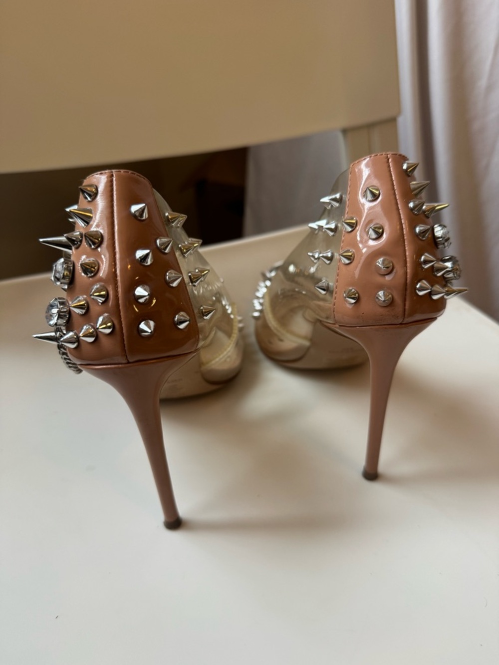 Steve Madden Studded Clear Heels Size 8.5 Statement Pumps - Picture 11 of 11
